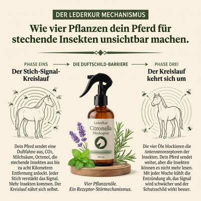 LederKur Citronella Pferdespray 3-Phasen-Mechanismus