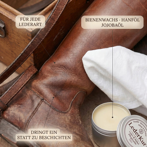 LederKur — Die alte Sattler-Salbe für Leder und Holz