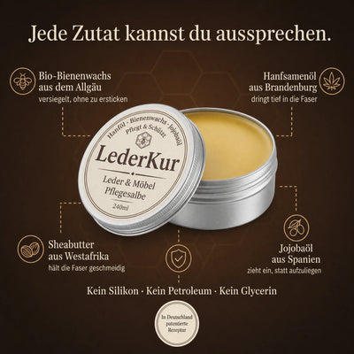 Jede Zutat kannst du aussprechen — 4 natürliche Inhaltsstoffe Infografik