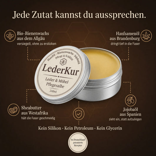 Jede Zutat kannst du aussprechen — 4 natürliche Inhaltsstoffe Infografik