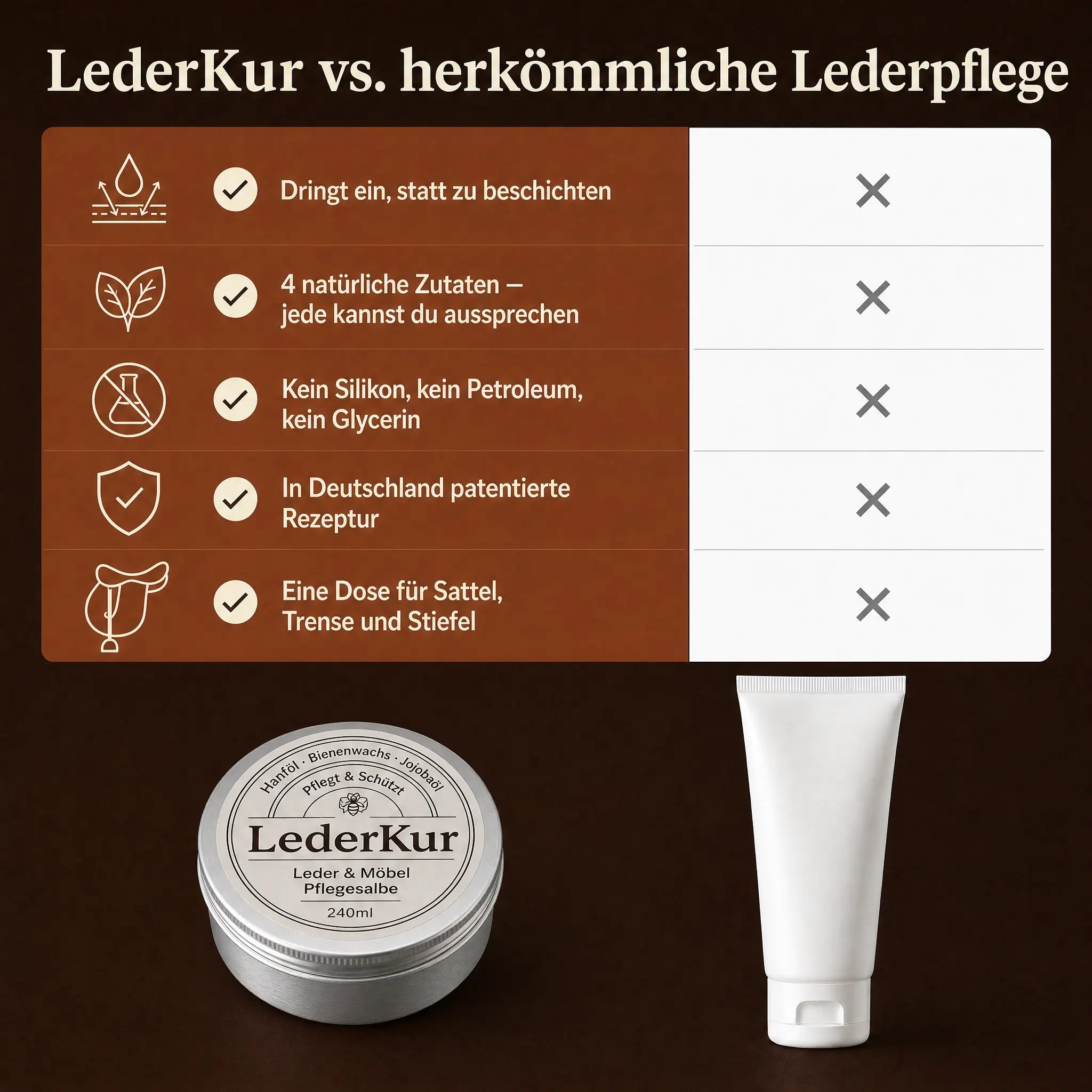 LederKur — Die alte Sattler-Salbe für Leder