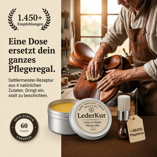 LederKur — Die alte Sattler-Salbe für Leder