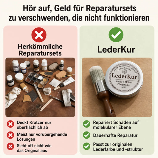 LederKur vs. herkömmliche Reparatursets — Vergleich